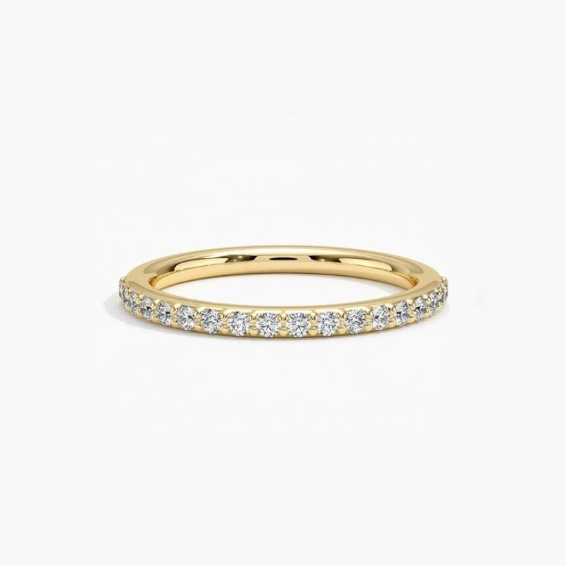 Half Eternity Moissanite Band Ring S925 Sterling Silver 18K Gold Plated