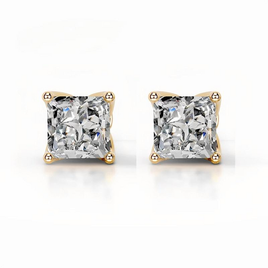 2 Carat Total Moissanite Piercing Stud Earrings S925 Sterling Silver 18K Gold Plated