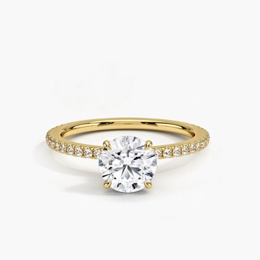 2 Carat Round Moissanite Ring S925 Sterling Silver 18K Gold Plated